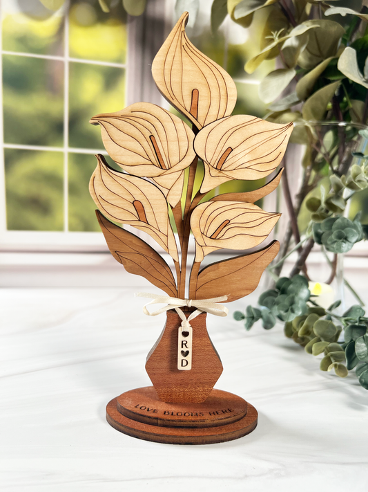 Wooden Bouquet Collection - Peonies, Roses, Tulips, Dahlias, Calla Lillies