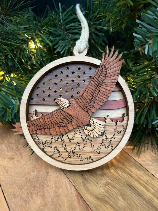 Mini Patriotic Eagle Art Ornament