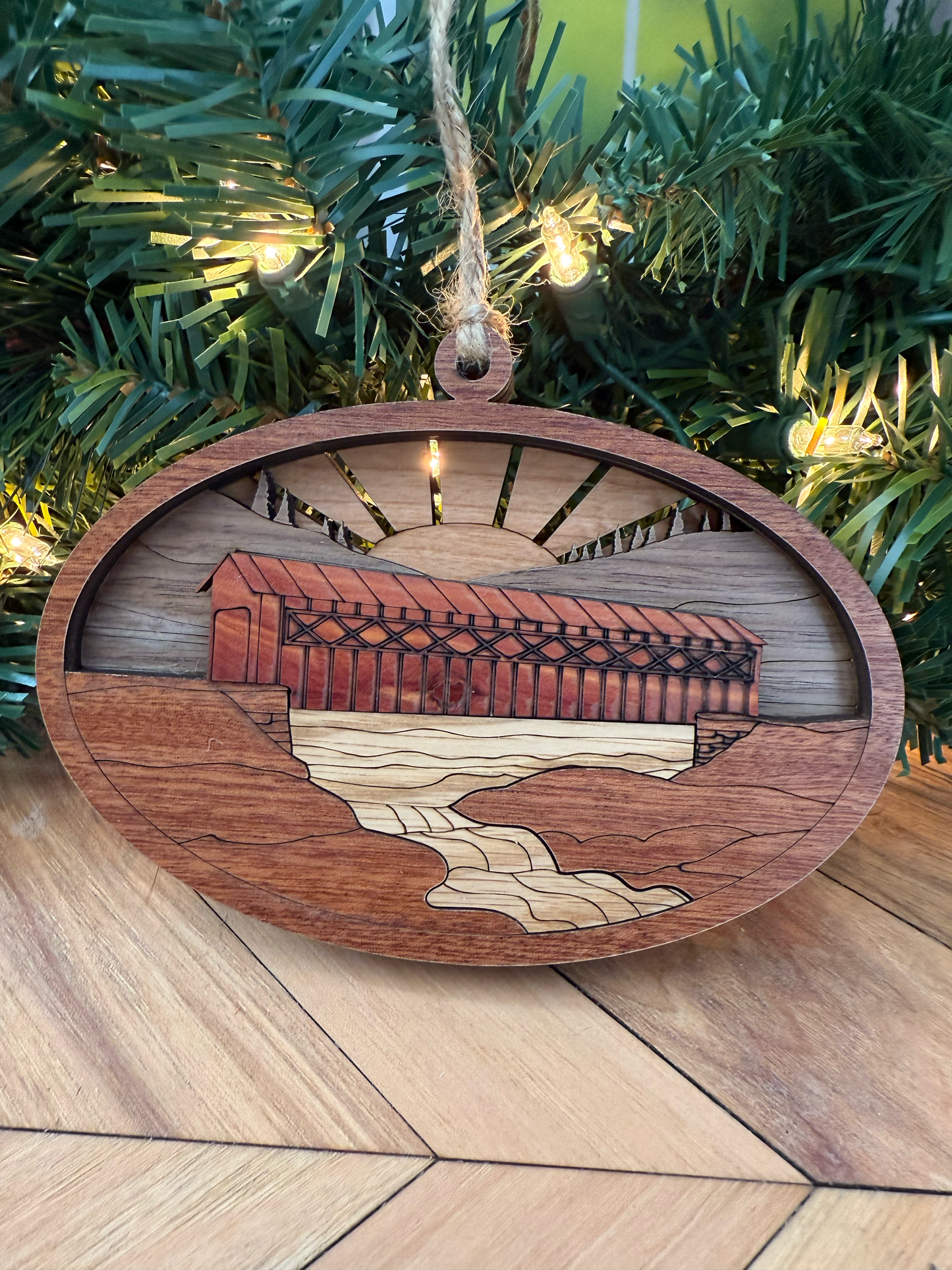 Mini Covered Bridge Art Ornament