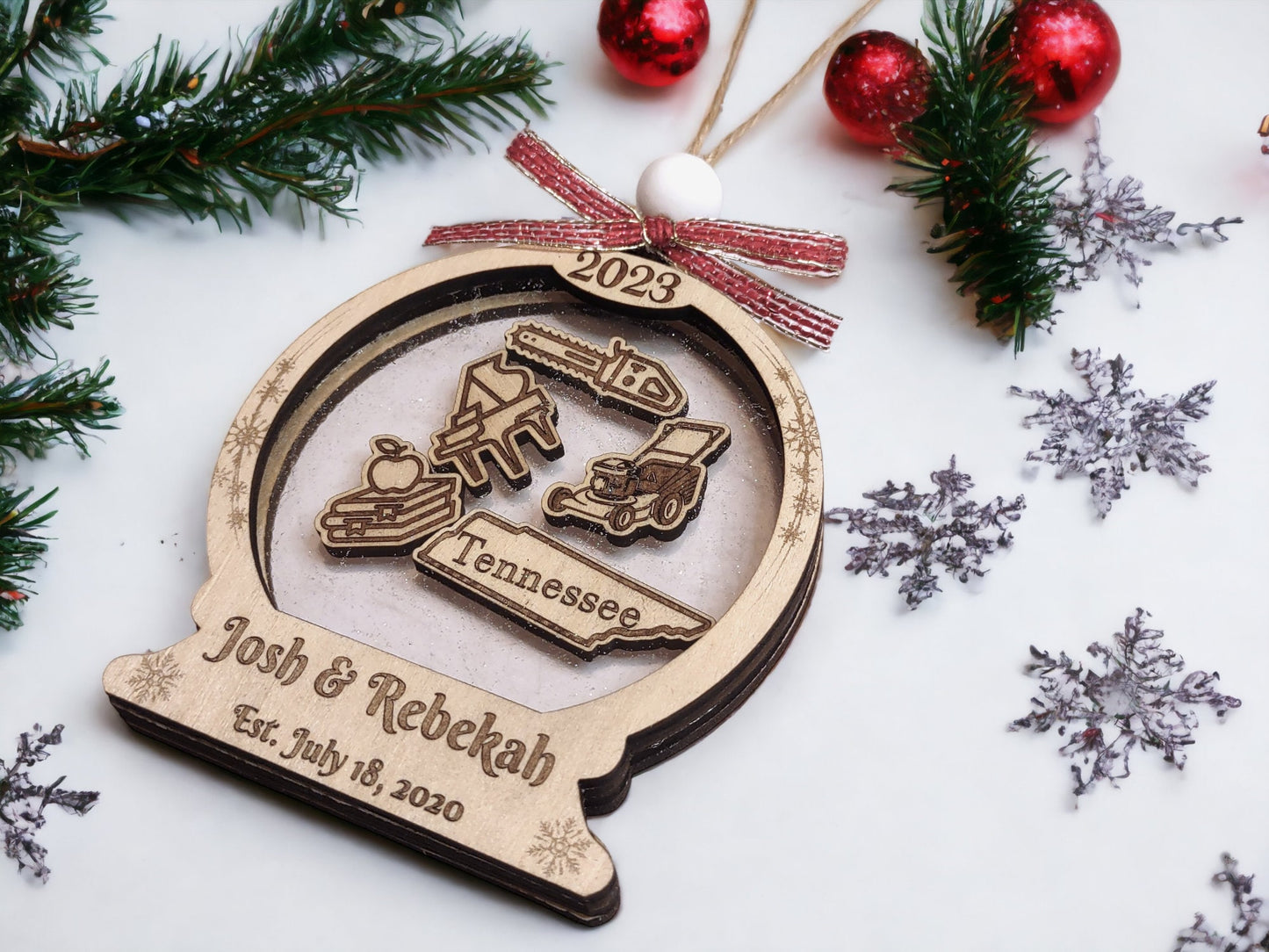Personalized Year-in-Review Snow Globe Shaker Ornament