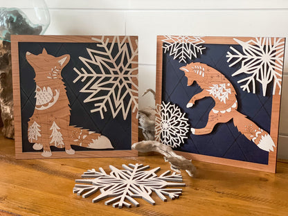 Snowy Winter Deer and Fox Collection