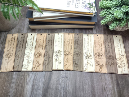 Birth Month Flower Bookmarks - all 12 Months