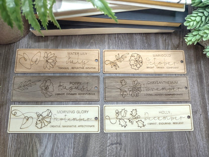 Birth Month Flower Bookmarks - all 12 Months