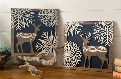 Snowy Winter Deer and Fox Collection