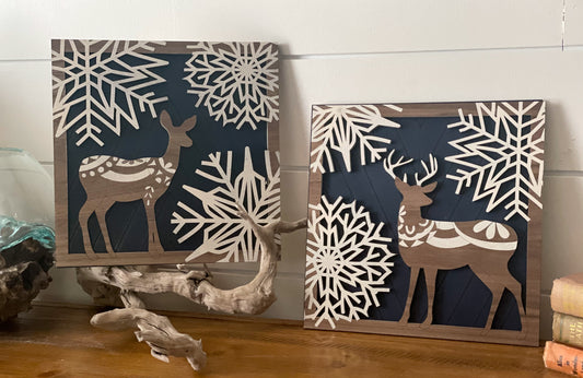 Snowy Winter Deer and Fox Collection