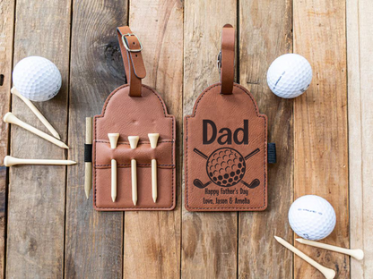 Golf Tee Bag Tag - Customized - Includes 3 Golf Tees and Pencil