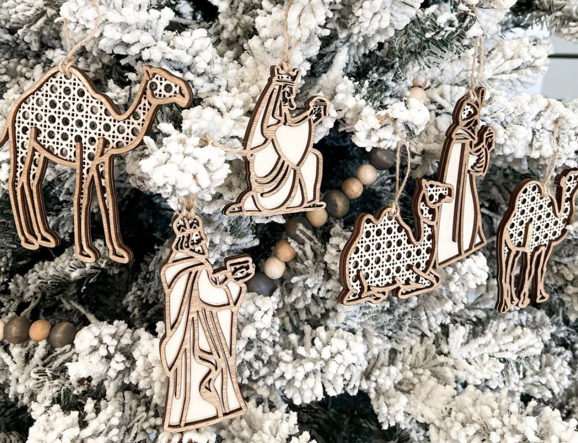 Rattan Nativity Ornament Collection