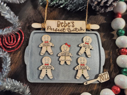 Grandma's Perfect Batch, Gingerbread Cookie Family Christmas Ornament, Up to 10 Names