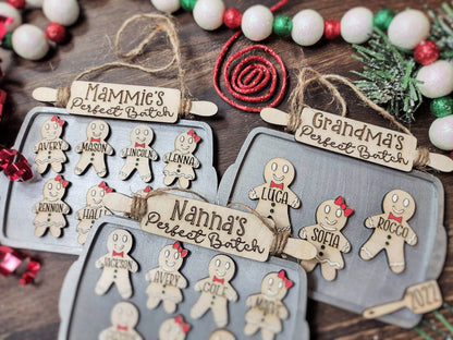 Grandma's Perfect Batch, Gingerbread Cookie Family Christmas Ornament, Up to 10 Names