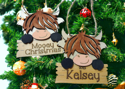 Highland Cow Christmas Ornament