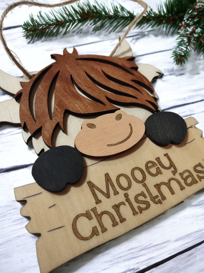 Highland Cow Christmas Ornament