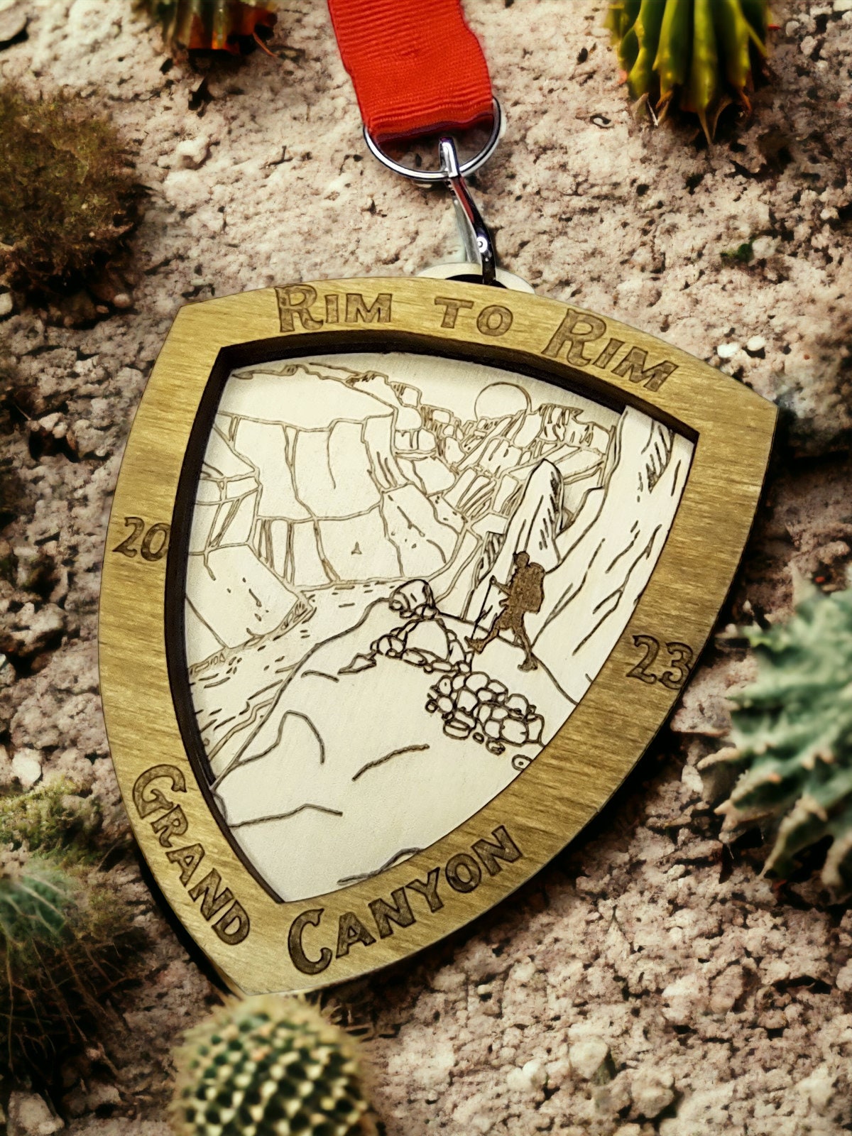 Personalized Grand Canyon Shield Medal, Rim-to-Rim, Rim-to-Rim-to-Rim, Rim-to-River