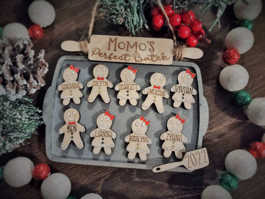 Grandma's Perfect Batch, Gingerbread Cookie Family Christmas Ornament, Up to 10 Names