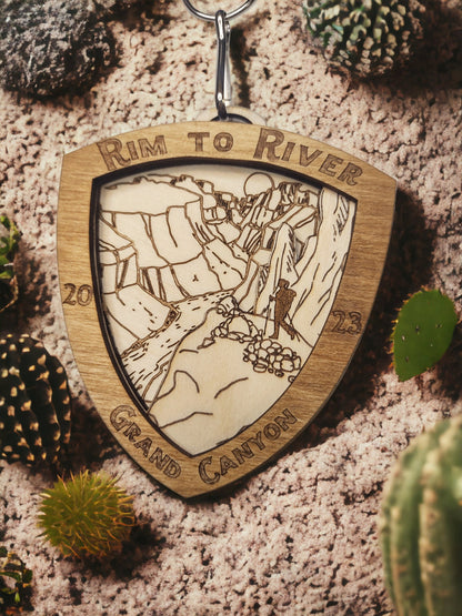 Personalized Grand Canyon Shield Medal, Rim-to-Rim, Rim-to-Rim-to-Rim, Rim-to-River