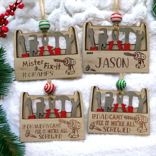 Personalized Mr. Fix-It Tool Box Christmas Ornament