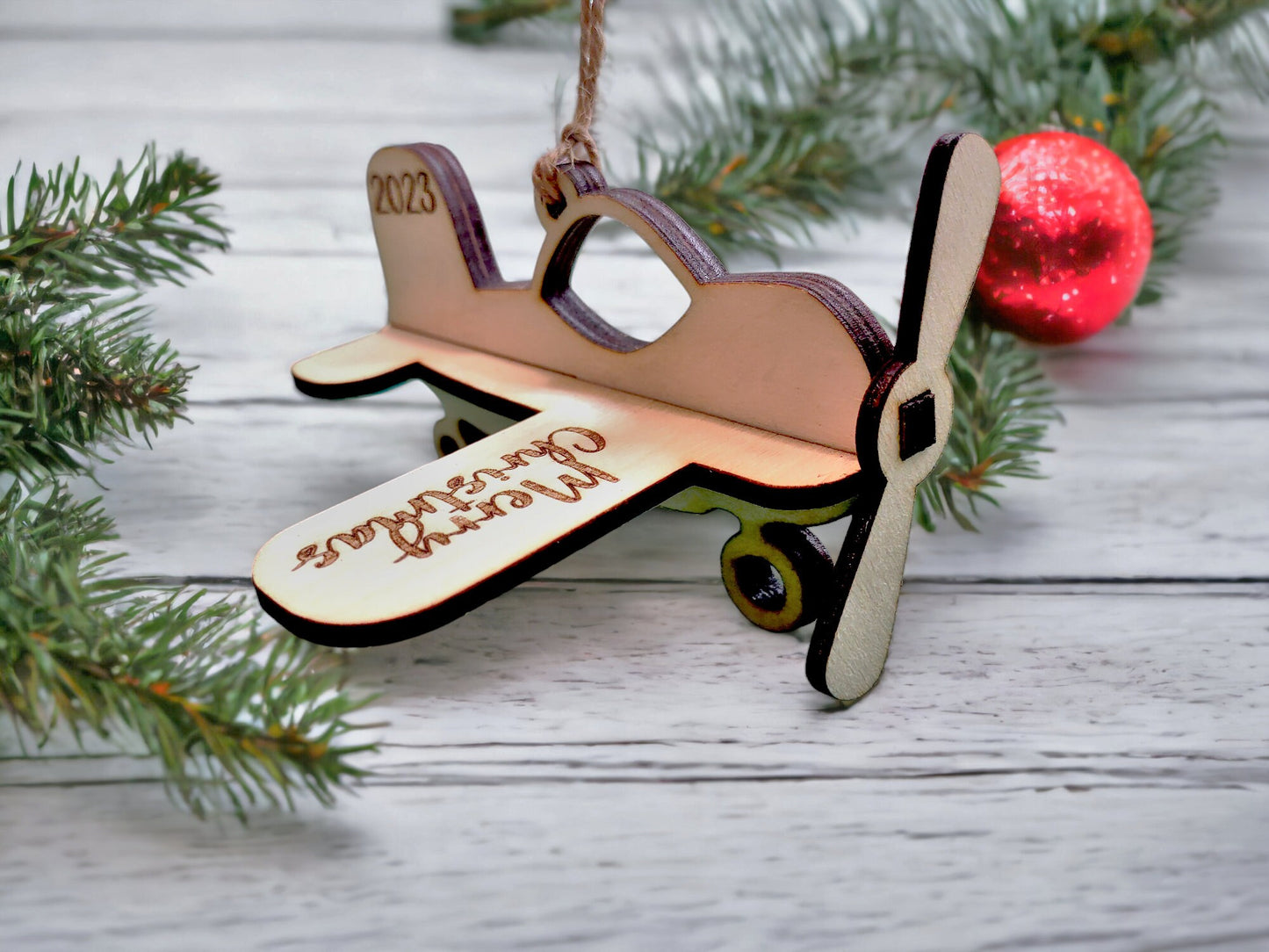 Personalized 3D Airplane Christmas Ornament