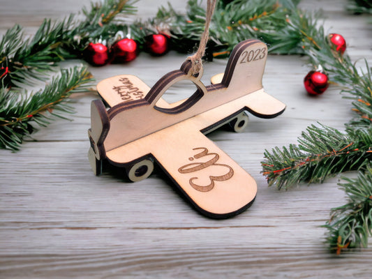 Personalized 3D Airplane Christmas Ornament