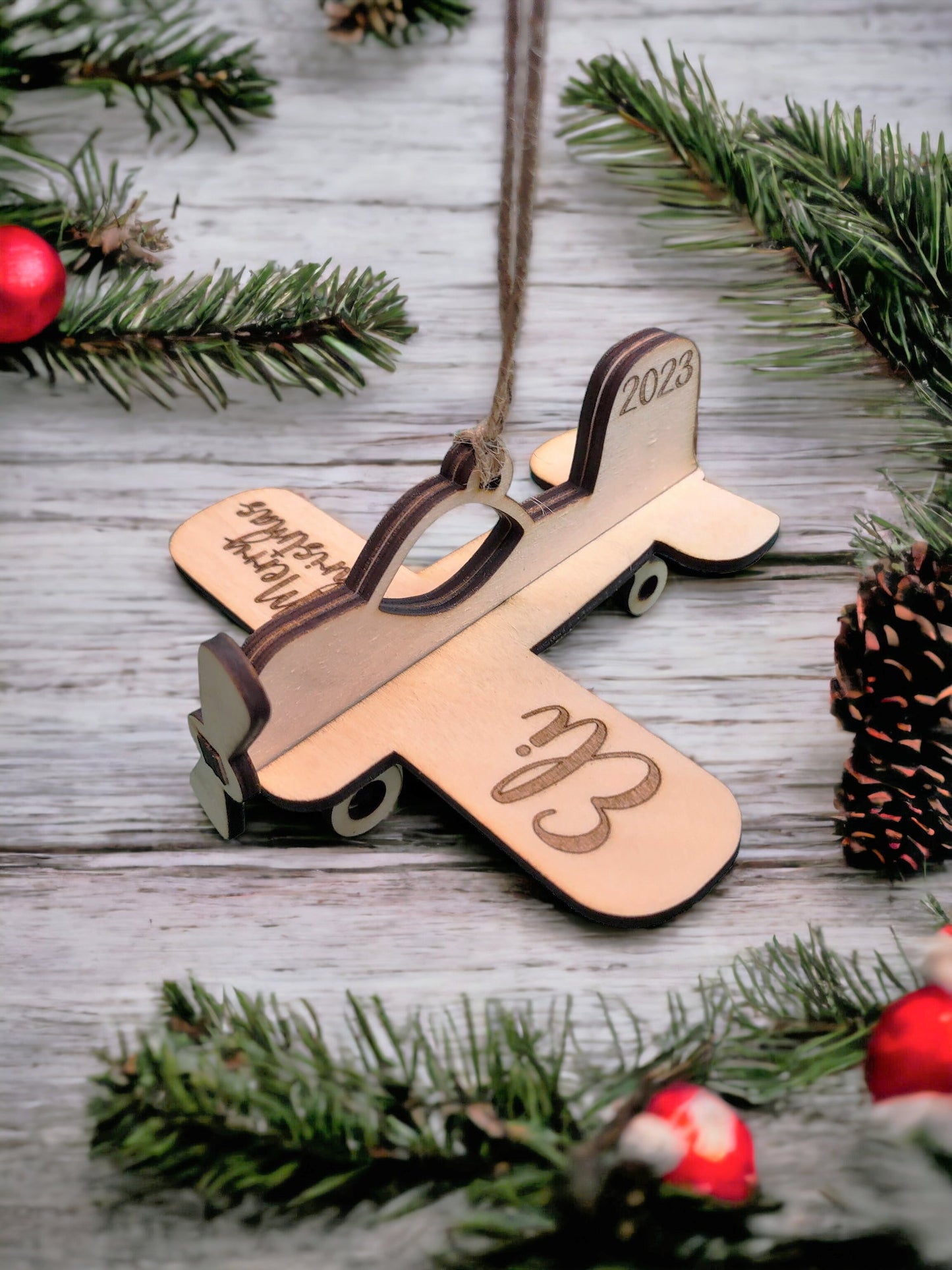 Personalized 3D Airplane Christmas Ornament