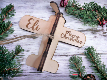 Personalized 3D Airplane Christmas Ornament