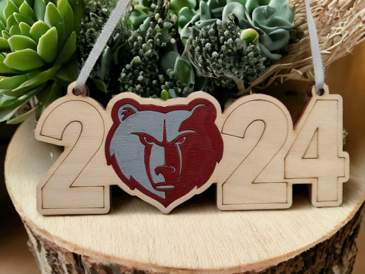 Graduation Year Bear Mascot Ornament - Custom Colors